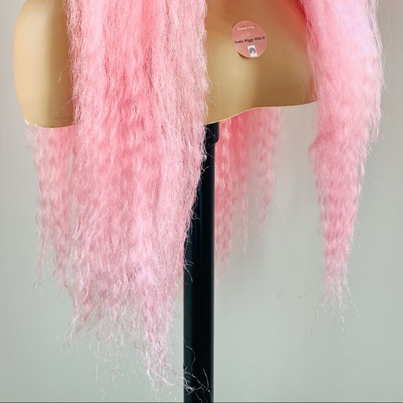 Long Wavy/Twist Style Pink Synthetic Lace Front Wig - Picture 9 of 11
